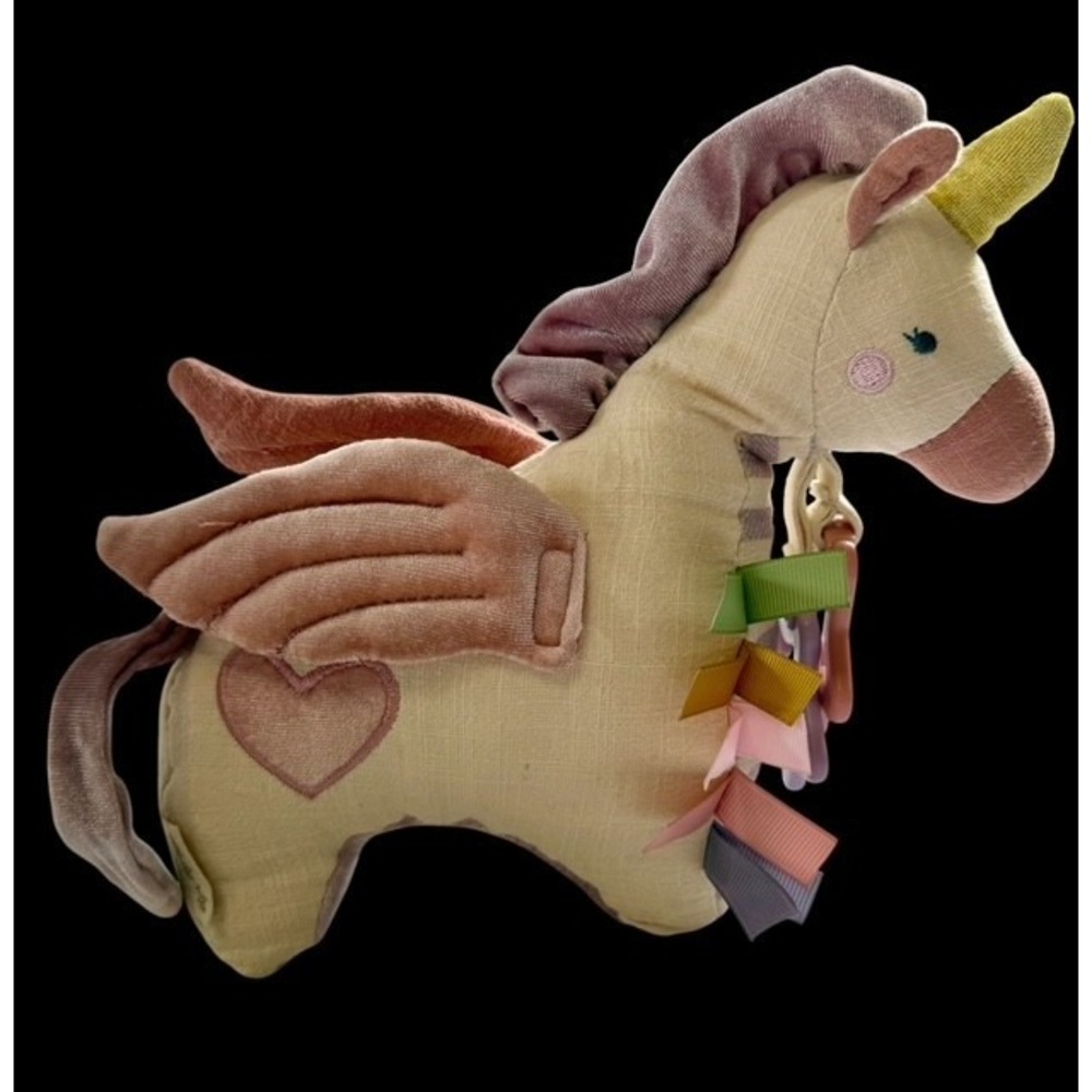 Itzy Ritzy Link Love Unicorn Baby Plush Sensory Toy Rattle Jingle Crinkle 8"